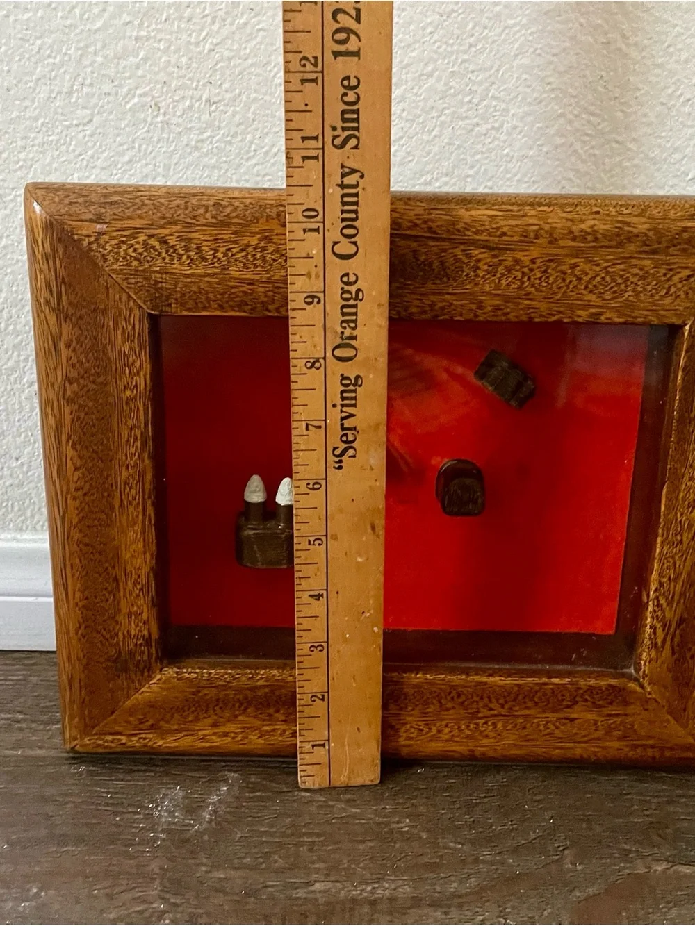 Wood Framed Red Shadow Box Wall Decor